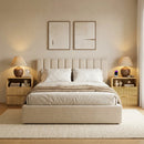 VITESSE Fluted Nightstands with Charging Station, Modern Bed Side Table with 2 Drawers