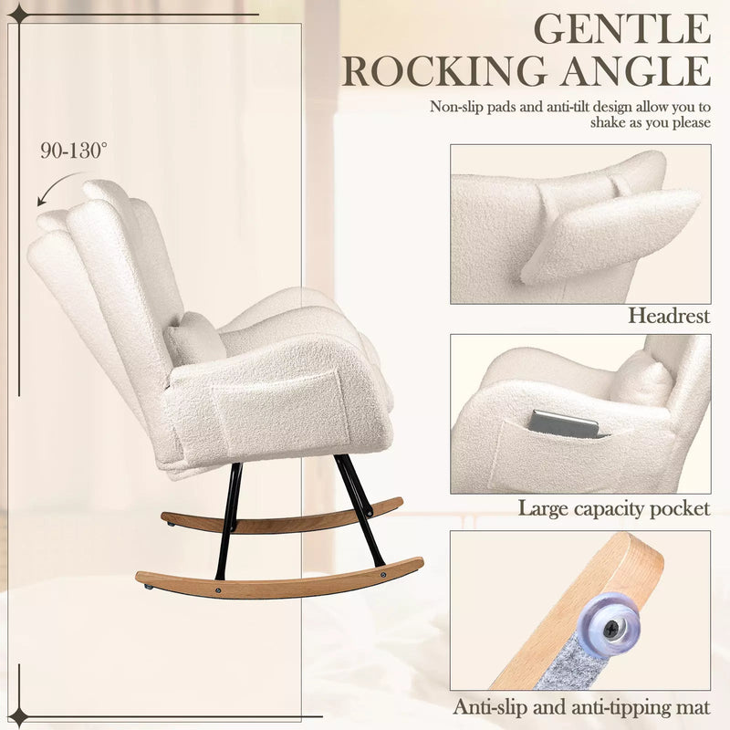 Vitesse Rocking Chair Nursery Rocker Teddy Upholstered Rocking Chair Indoor