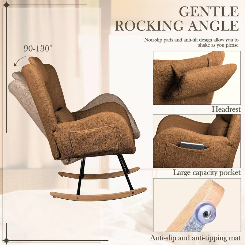 Vitesse Rocking Chair Nursery Rocker Teddy Upholstered Rocking Chair Indoor