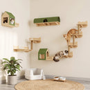 Waleaf 16 Piece Cat Wall Shelves for Indoor cats,Wall Mounted Cat Climber Set with House,Tunnel,Bridge,Steps,Scratcher,Bed