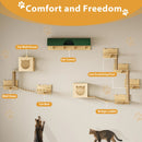 Waleaf 16 Piece Cat Wall Shelves for Indoor cats,Wall Mounted Cat Climber Set with House,Tunnel,Bridge,Steps,Scratcher,Bed