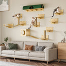 Waleaf 16 Piece Cat Wall Shelves for Indoor cats,Wall Mounted Cat Climber Set with House,Tunnel,Bridge,Steps,Scratcher,Bed