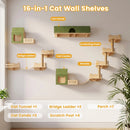 Waleaf 16 Piece Cat Wall Shelves for Indoor cats,Wall Mounted Cat Climber Set with House,Tunnel,Bridge,Steps,Scratcher,Bed