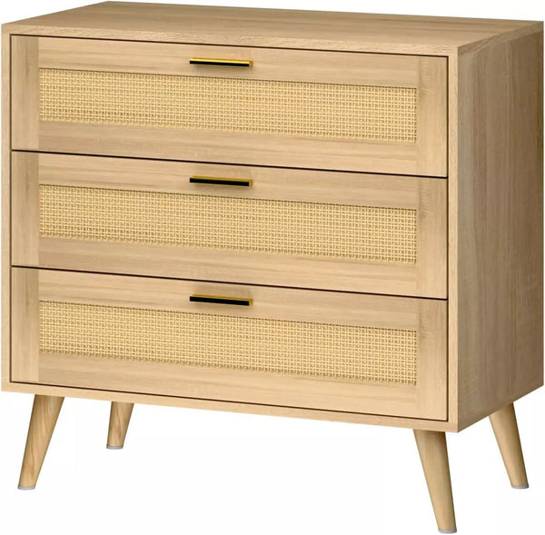 Waleaf 3 Drawer Rattan Dresser, Chests of Drawers for Bedroom