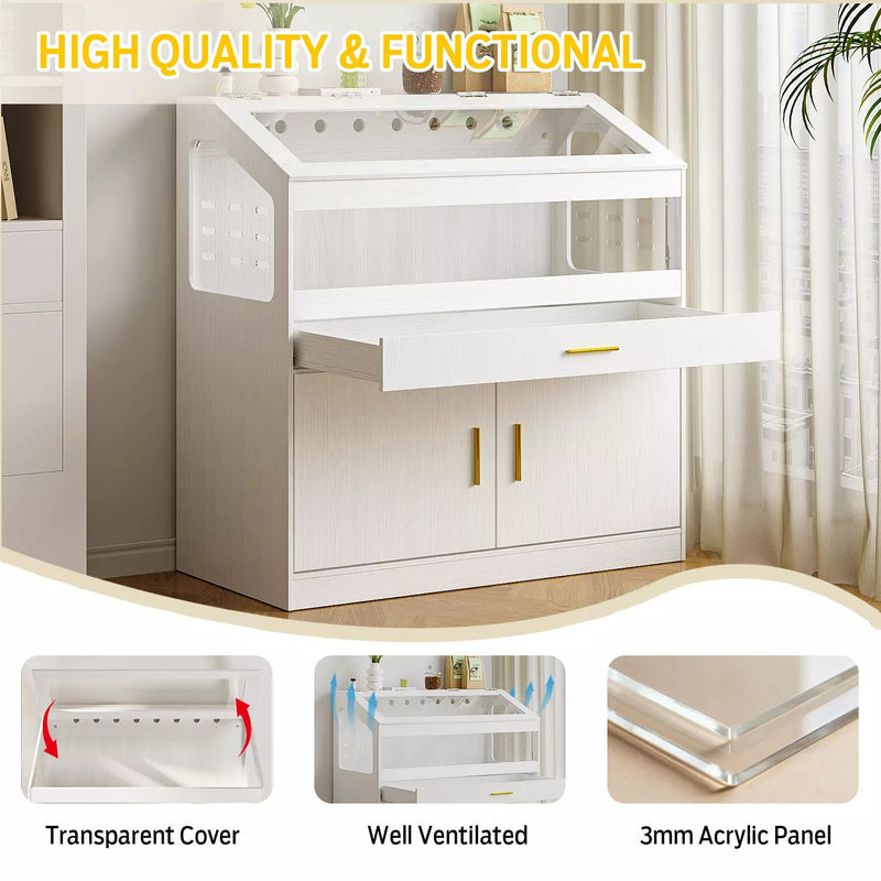 Waleaf 39 inch Hamster Cage with Acrylic Panels & Storage Shelf, Openable Top Habitats for All Your Small Pets（39.4" x19.7"x 40.4"）