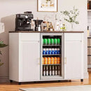 Waleaf 39"Coffee Bar Cabinet with Fridge Space,Mini Fridge Cabinet with Power Outletm,Black Buffet Sideboard for Kitchen Dining Room Living Room