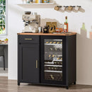 Waleaf 39"Coffee Bar Cabinet with Fridge Space,Mini Fridge Cabinet with Power Outletm,Black Buffet Sideboard for Kitchen Dining Room Living Room