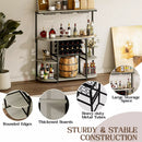 Waleaf 4-Tier Wine Bar Cabinet with Glass Holder, Floor Standing Metal Home Wine Rack Storage for 15 Bottles and 9 Glasses, Coffee Bar for Kitchen, Dining Room, Gray