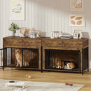 Waleaf 44 Inch double Dog Crate Furniture with 2 Storage Drawers,Wooden Dog Kennel for Inside,tables with dog crate for Large Medium Small Dogs