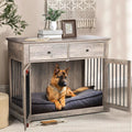 Waleaf 44 Inch Large Dog Crate Furniture, Wooden Dog Kennel End Table with Storage Drawers, Decorative Pet Cage Dog House Indoor for Dogs