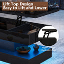 Waleaf 47.2" Large High Glossy Lift Top Coffee Table with APP LED Lights, Hidden Compartment Storage, Modern Living Room Coffee Table