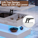 Waleaf 47.2" Large High Glossy Lift Top Coffee Table with APP LED Lights, Hidden Compartment Storage, Modern Living Room Coffee Table