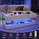 Waleaf 47.2" Large High Glossy Lift Top Coffee Table with APP LED Lights, Hidden Compartment Storage, Modern Living Room Coffee Table