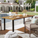 WALEAF 69" Acacia Wood Dining Table Set for 6-8 Person, Natural Stained Indoor Outdoor Kitchen Table with Iron Legs