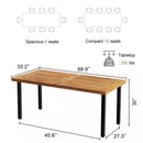 WALEAF 69" Acacia Wood Dining Table Set for 6-8 Person, Natural Stained Indoor Outdoor Kitchen Table with Iron Legs
