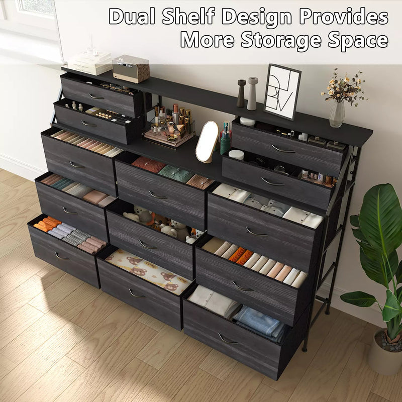 Waleaf 70" Bedroom Dresser with 13 Large Drawers, Long Dressers & Chests of Drawers for Closet