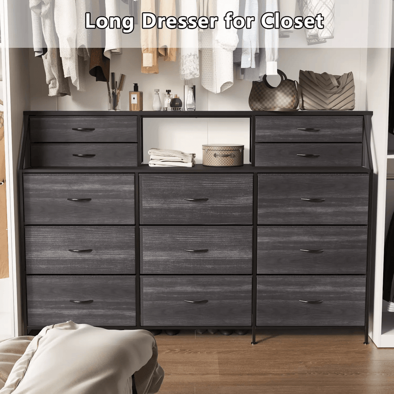 Waleaf 70" Bedroom Dresser with 13 Large Drawers, Long Dressers & Chests of Drawers for Closet