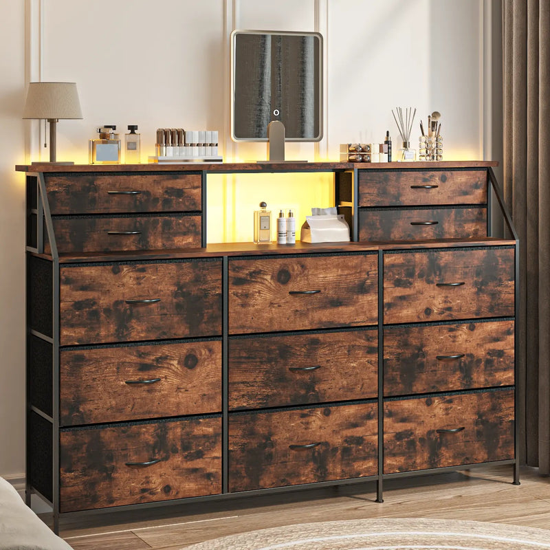 Waleaf 70" Bedroom Dresser with 13 Large Drawers, Long Dressers & Chests of Drawers for Closet