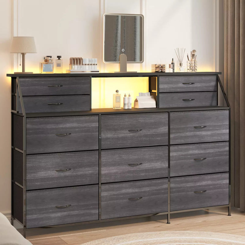 Waleaf 70" Bedroom Dresser with 13 Large Drawers, Long Dressers & Chests of Drawers for Closet