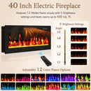 BOSSIN 70" Fluted TV Stand with 40" Electric Fireplace, Mid Century Modern Entertainment Center for TVs Up to 80", Sliding Door Media Console for Living Room, Bedroom
