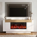 Waleaf 70" TV Stand with 36" Fireplace, Modern Farmhouse Entertainment Center for 80" TV, Media Console Table with Side Cabinets & Hidden Storage, Living Room, Bedroom
