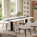 Waleaf 71 inch Modern White Rectangle Dining Table for 6, Waterproof Tabletop & Reinforced V-Shape Base for Kitchen Living Room