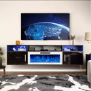 Waleaf 80'' Floating TV Stand with 36'' Electric Fireplace, Entertainment Center with Adjustable Shelves, Floating TV Console for Living Room