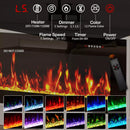 Waleaf 80" TV Stand with 36" Electric Fireplace, Mid Century Modern Entertainment Center for TVs Up to 90", LED Lights & Storage Cabinet, Living Room, Black