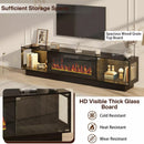 Waleaf 80" TV Stand with 36" Electric Fireplace, Mid Century Modern Entertainment Center for TVs Up to 90", LED Lights & Storage Cabinet, Living Room, Black