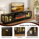 Waleaf 80" TV Stand with 36" Electric Fireplace, Mid Century Modern Entertainment Center for TVs Up to 90", LED Lights & Storage Cabinet, Living Room, Black