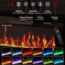 Waleaf 80" TV Stand with 36" Electric Fireplace, Mid Century Modern Entertainment Center for TVs Up to 90", LED Lights & Storage Cabinet, Living Room, Black