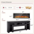 Waleaf 82" Modern Fireplace TV Stand with 50" Electric Fireplace Up to 90" TVs, Entertainment Center with 12 LED Color Flame and 20 Color LED Light