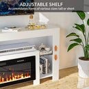 Waleaf 82" Modern Fireplace TV Stand with 50" Electric Fireplace Up to 90" TVs, Entertainment Center with 12 LED Color Flame and 20 Color LED Light