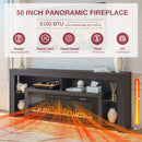 Waleaf 82" Modern Fireplace TV Stand with 50" Electric Fireplace Up to 90" TVs, Entertainment Center with 12 LED Color Flame and 20 Color LED Light