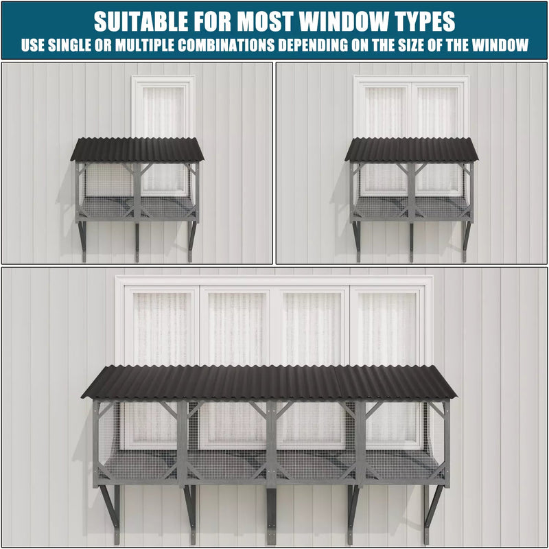 Waleaf Cat Window Box for Large Cats,Outdoor Cat Catio for Sunbathing, Napping & Overlooking