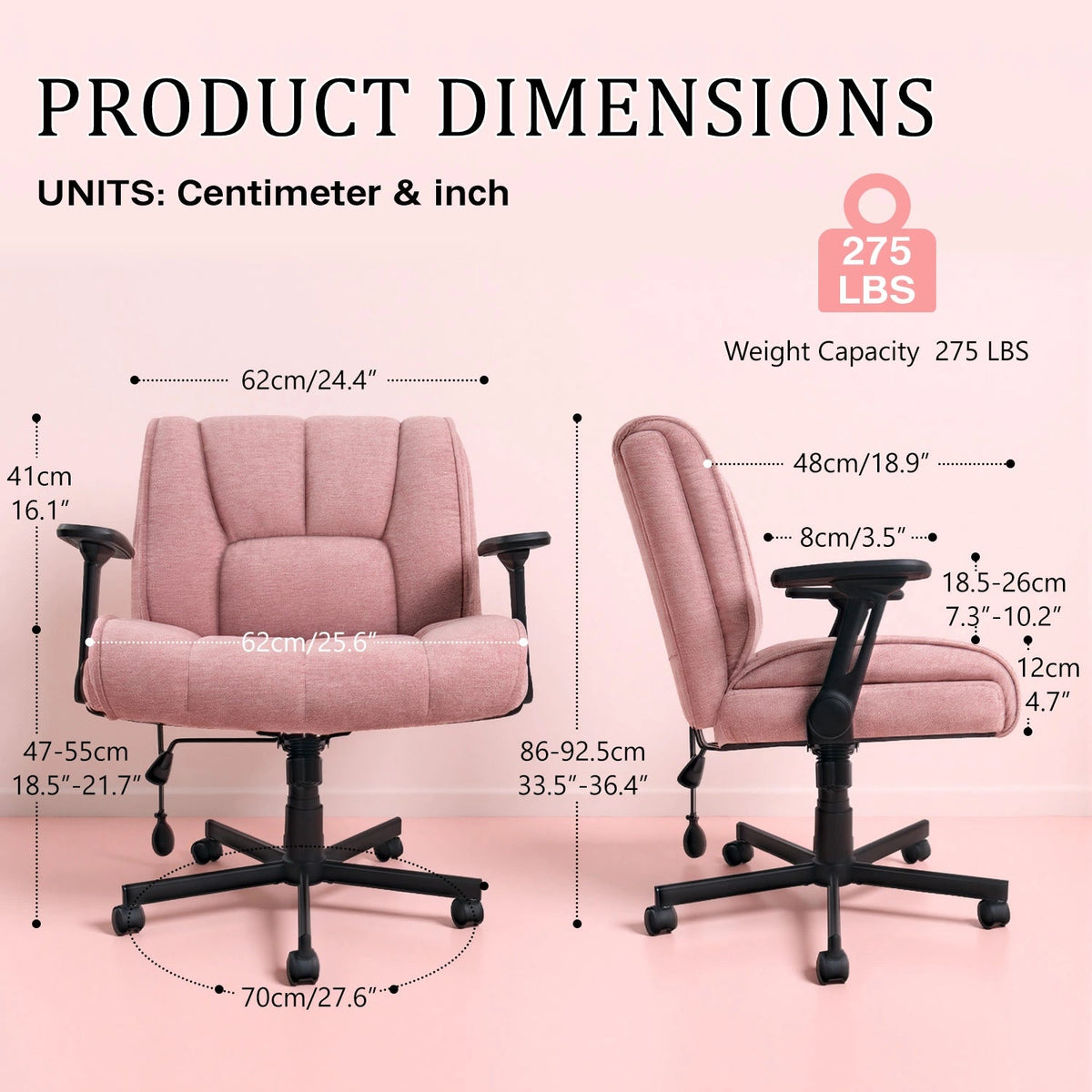 Waleaf Criss Cross Chair with Flip-Up Arms & Airbag Lumbar Support, Wi