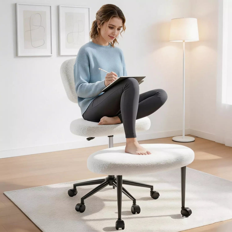 Waleaf Cross Legged Office Chair Swivel, Ergonomic ADHD Desk Chair wit