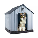 Waleaf Durable Waterproof Plastic Dog House for Small to Large Sized Dogs, Indoor Outdoor Doghouse Insulated Puppy Shelter with Elevated Floor, Easy to Assemble