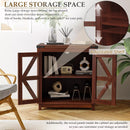 Waleaf End Table with Charging Station,Farmhouse Night Stand with Glass Barn Door,Large Sofa Side Table with Adjustable Storage Shelf for Living Room,Bedroom(1,Brown)