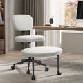 WALEAF Ergonomic Cross Legged Chair, 360° Swivel Height Adjustable Chair with Wheels for ADHD,Teddy Fabric and Lumbar Support