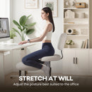 Waleaf Ergonomic Cross Legged Chair, 360° Swivel Height Adjustable Chair with Wheels for ADHD,Teddy Fabric and Lumbar Support