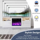 Waleaf Fireplace TV Stand with 23" Electric Fireplace, LED Lighted Entertainment Center, Adjustable Flame LED Color for TVs up to 80"