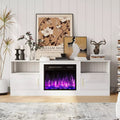 Waleaf Fireplace TV Stand with 23" Electric Fireplace, LED Lighted Entertainment Center, Adjustable Flame LED Color for TVs up to 80"