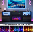 Waleaf Fireplace TV Stand with 23" Electric Fireplace, LED Lighted Entertainment Center, Adjustable Flame LED Color for TVs up to 80", White