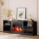 Waleaf Fireplace TV Stand with 23" Electric Fireplace, LED Lighted Entertainment Center, Adjustable Flame LED Color for TVs up to 80", White