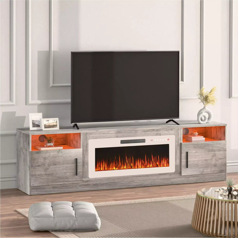 WALEAF Fireplace TV Stand with 36" Fireplace，80" TV Stand