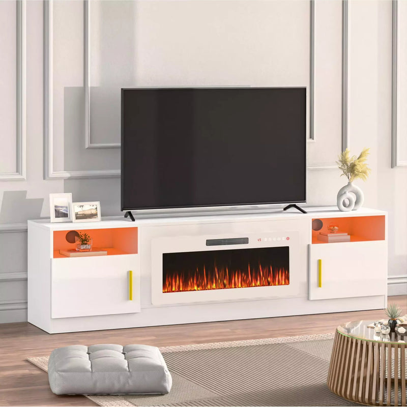 WALEAF Fireplace TV Stand with 36" Fireplace，80" TV Stand