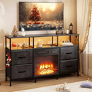 Waleaf Fireplace TV Stand with Fireplace, 49" Entertainment Center up to 55 inch TV,Dresser for Bedroom, Living Room with Power Outlets & LED Lights