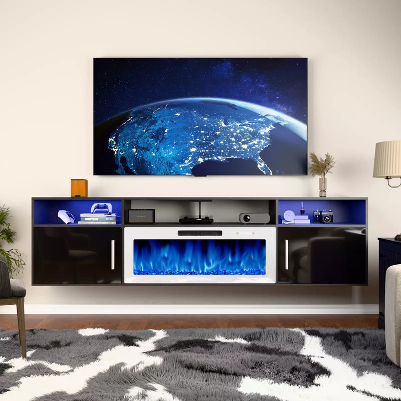 WALEAF Floating Fireplace TV Stand 70'' Wall Mounted Shelf
