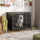 Waleaf Heavy Duty Indestructible Dog Crate with Locking Wheels,High Anxiety Enclosed Design Large Dog Cage for Large Dogs,Escape Proof&Removable Tray